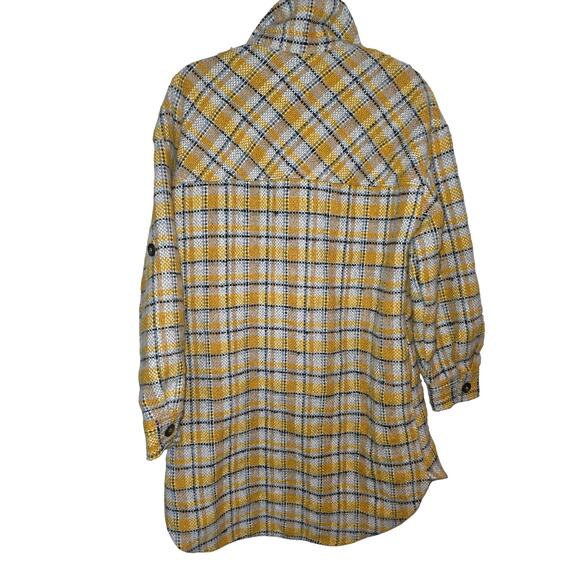 SUMMUM Woman Dutch Brand Thick Button Down Yellow Plaid Shacket Size Small EUC - Picture 5 of 7